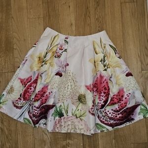 TED BAKER Tulip Pale Pink Floral Skirt Size 2 XS - S
